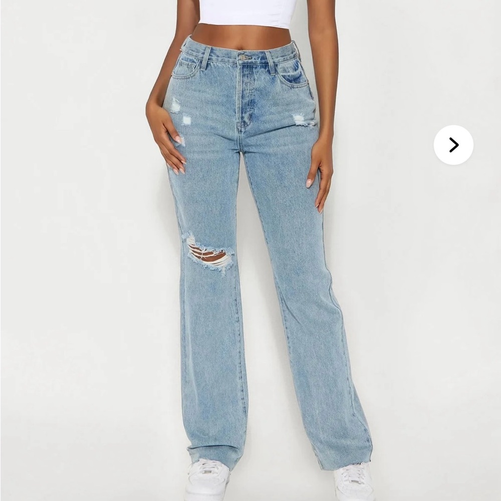 Tall Topanga 90's Ripped Straight Leg Jeans - Medium Wash